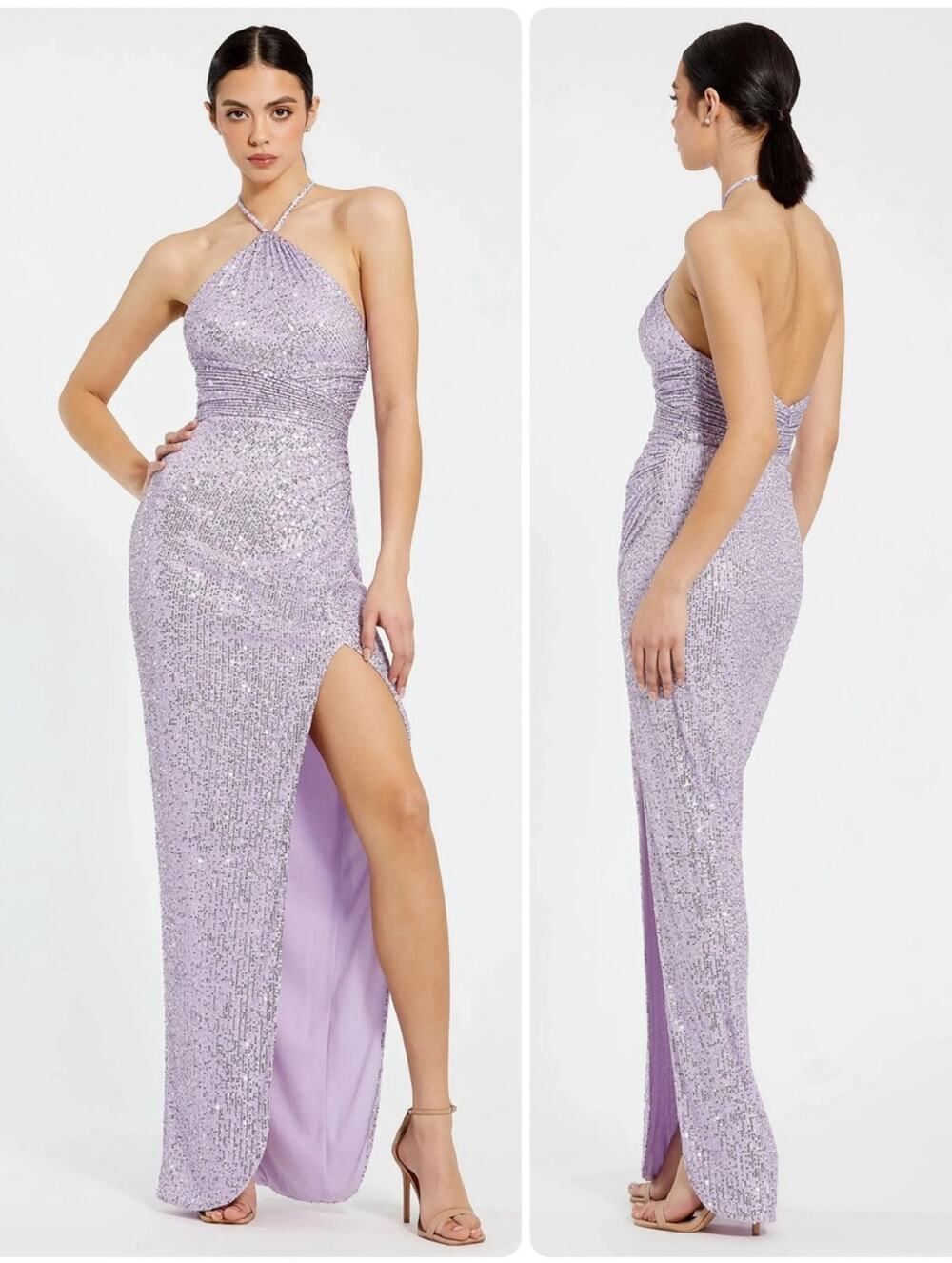 Mac Duggal Women's Sequined Ruched Dress One Shoulder Gown 27128 Sz 12 $398 NWT